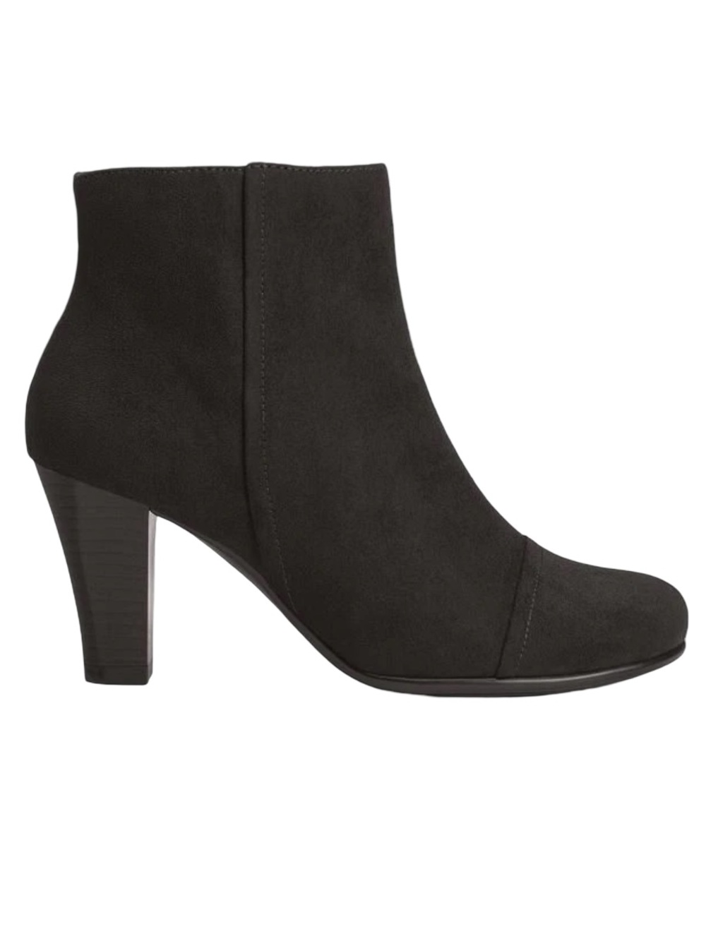 Aerosoles Scrole Book Ankle Boots Women 8M Black Denim Side Zip Heel Booties